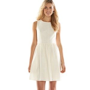 LC LAUREN CONRAD Fit & Flare Eyelet Dress 5 Cream